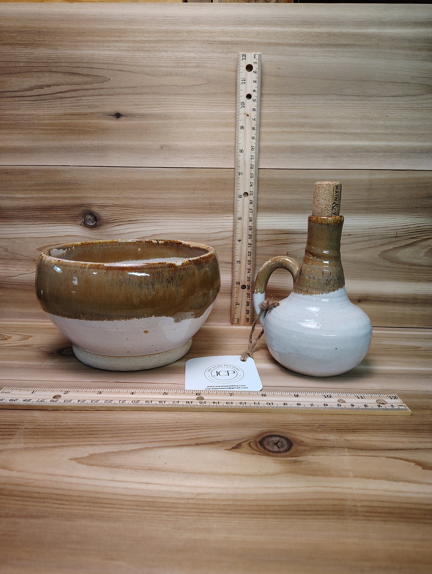White Jasper Bowl and Dressing Bottle Set